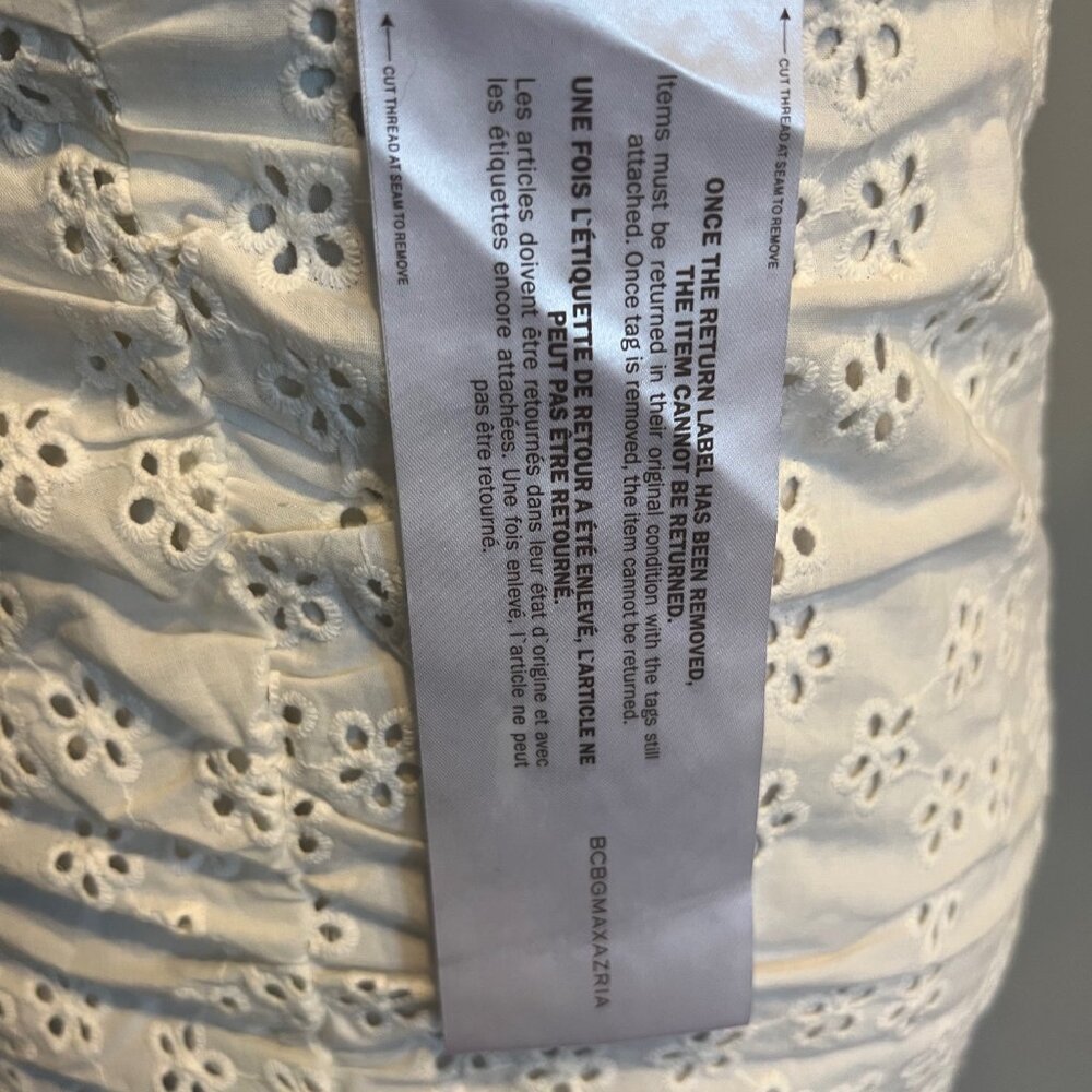 NWT BCBGMaxAzria White Eyelet Sleeveless Ruffled Dress Size 2 - Picture 7 of 7